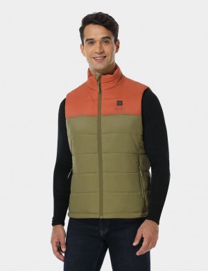 Men Ororo Classic Heated Vest Olive / Orange | US-251JRZVYF