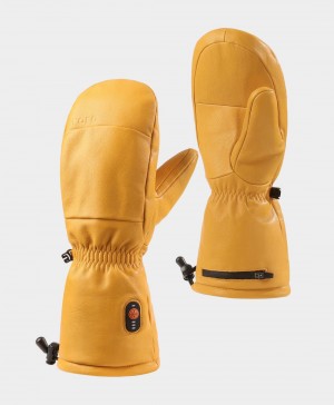 Men Ororo Duluth Leather Chopper Heated Mittens Yellow | US-382DAPGVM