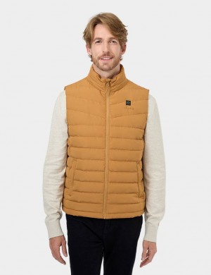 Men Ororo Heated Lightweight Down Vest Dark Khaki | US-816KQOMNH