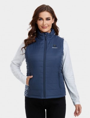 Women Ororo Classic Heated Vest Navy | US-271RLMXGJ