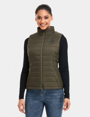 Women Ororo Classic Heated Vest Olive | US-268ZOXCTD