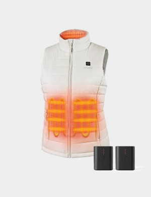 Women Ororo Classic & Extra Mini 5k Battery Heated Vest White | US-615HSYPQR