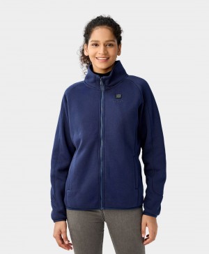 Women Ororo Full-zip Fleece Heated Jacket Navy | US-807RDXBOC