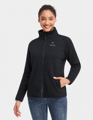 Women Ororo Full-zip Fleece Heated Jacket Black | US-912FTAPIV