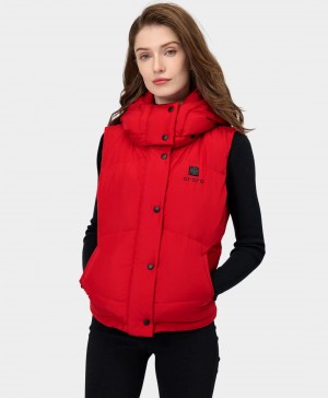 Women Ororo Heated Cropped Puffer Down Vest Red | US-276HXRKVF