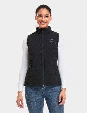 Women Ororo Quilted Heated Vest Black | US-659ROKZBJ