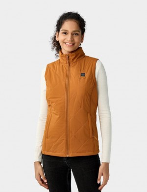 Women Ororo Quilted Heated Vest Brown | US-264VPHAYE