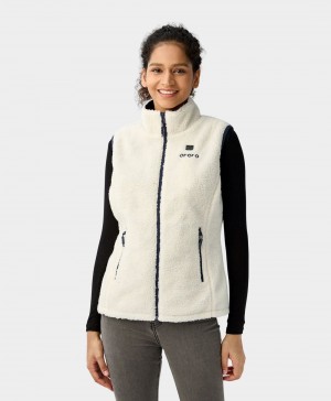 Women Ororo Recycled Fleece Heated Vest Cream | US-780TQDJHE