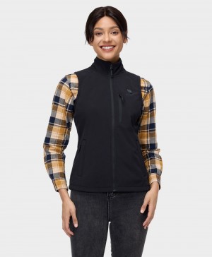 Women Ororo Softshell Heated Vest Black | US-243ZFSNUA