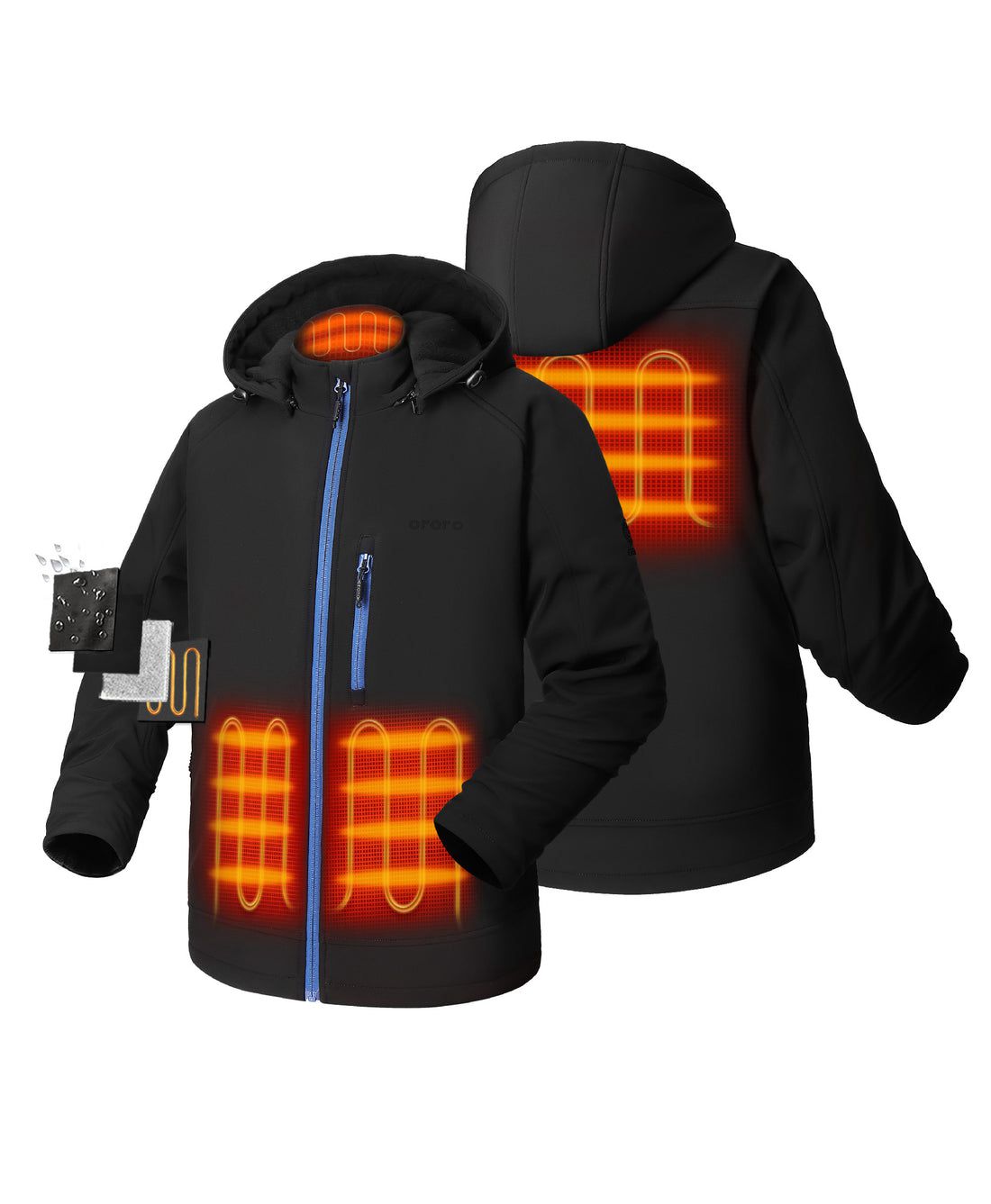 Men Ororo 4-zone Classic (Battery Set Not Included) Heated Jacket Black | US-936MRUDBA