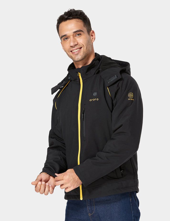 Men Ororo Classic Heated Jacket Black / Yellow | US-903DOTYSQ