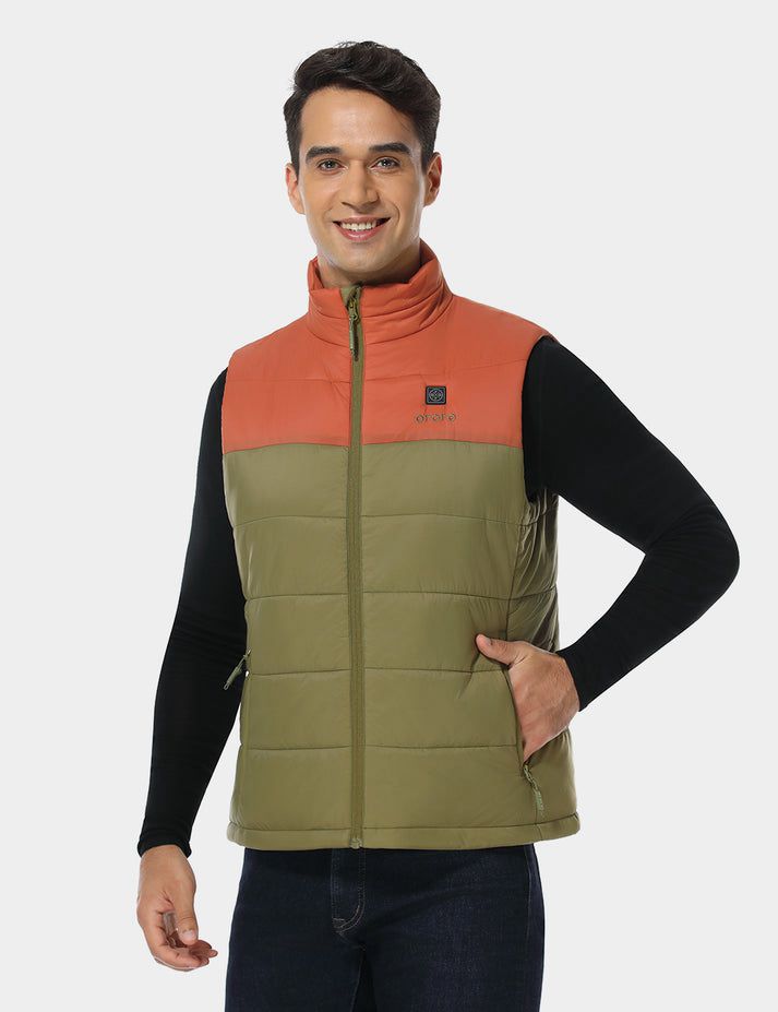 Men Ororo Classic Heated Vest Olive / Orange | US-251JRZVYF