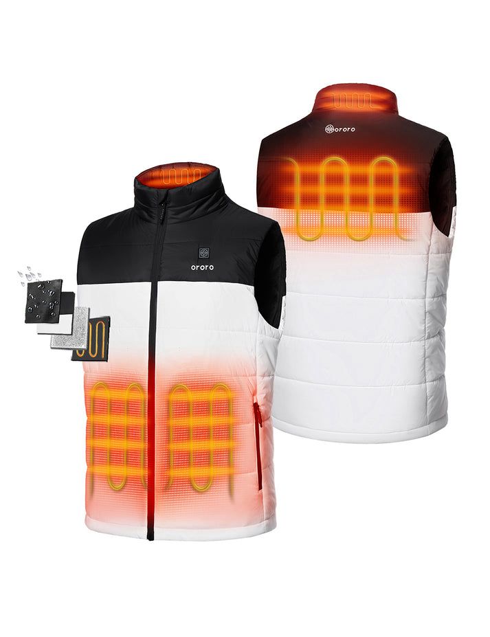 Men Ororo Classic Heated Vest White / Black | US-853SVJGBT