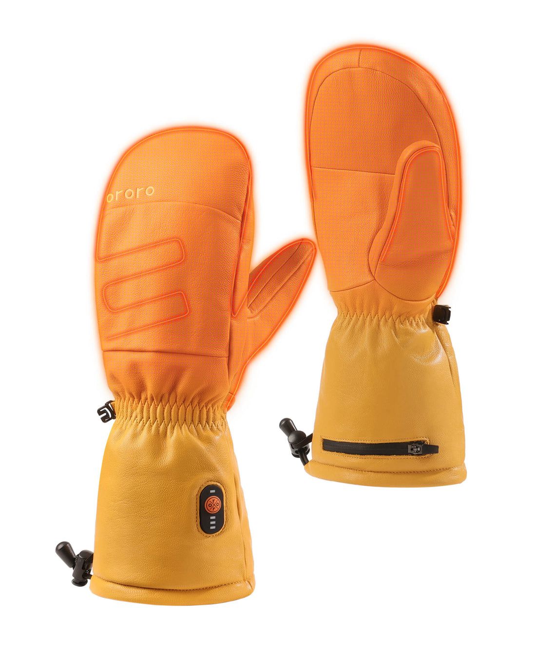 Men Ororo Duluth Leather Chopper Heated Mittens Yellow | US-382DAPGVM