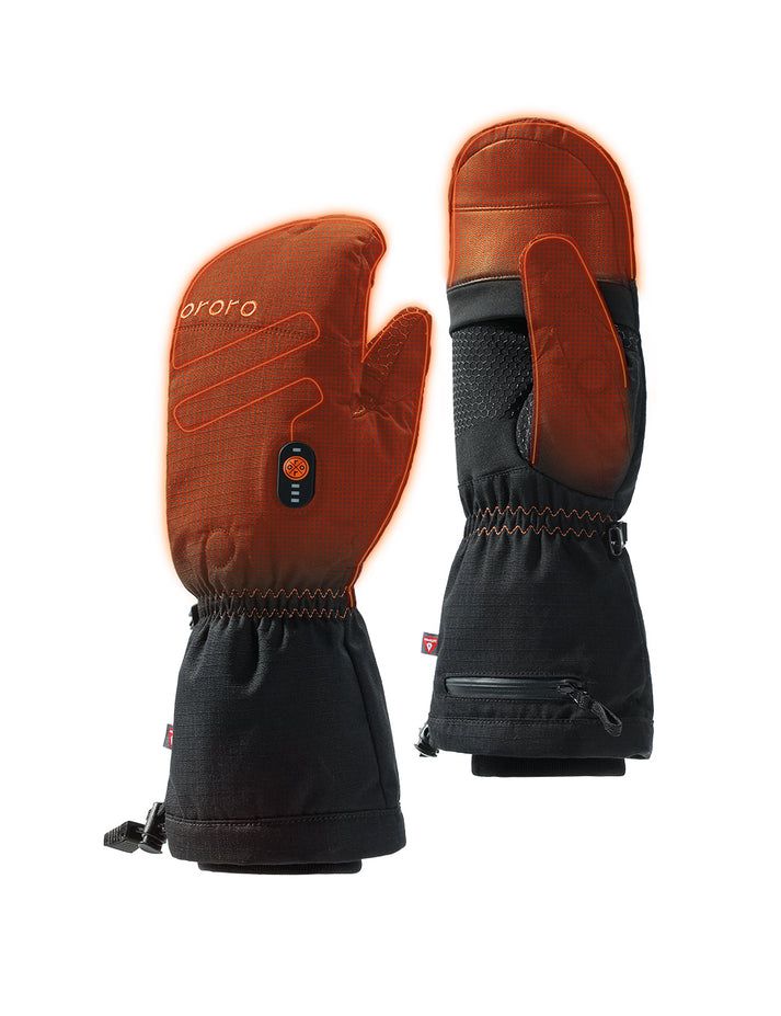 Men Ororo Fargo Flip Top Heated Mittens Black | US-789QILEAX