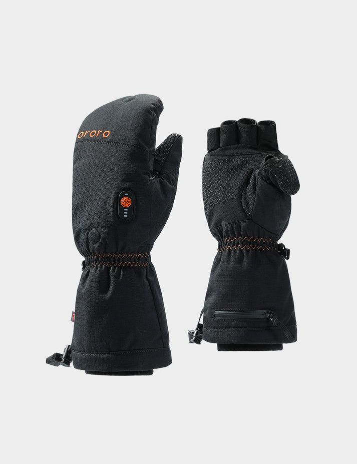 Men Ororo Fargo Flip Top Heated Mittens Black | US-789QILEAX