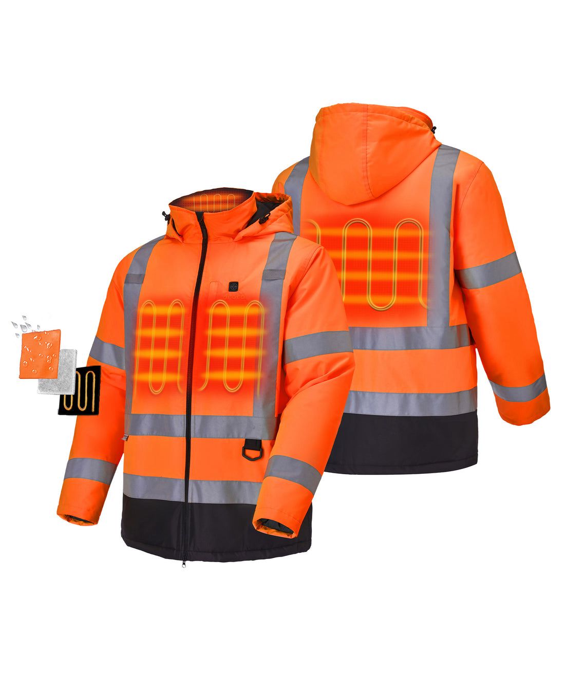 Men Ororo Flagstaff High-visibility Heated Jacket Orange | US-785XFSTJH