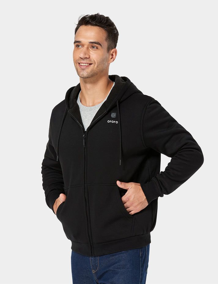 Men Ororo Fleece Heated Hoodie Black | US-901KICBLA