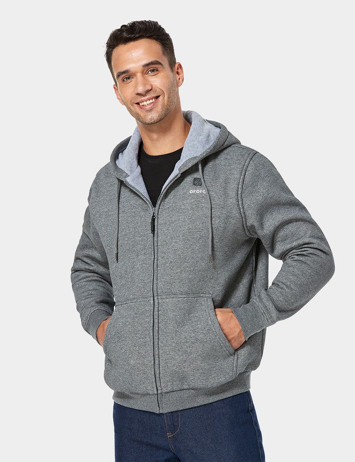 Men Ororo Fleece Heated Hoodie Grey | US-085OJKDVB