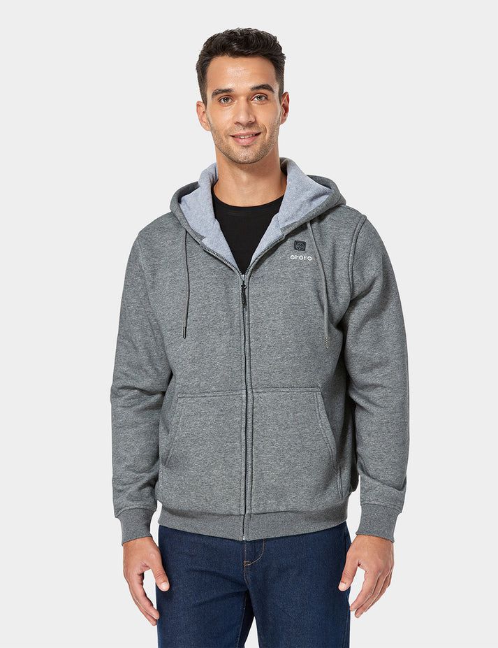 Men Ororo Fleece Heated Hoodie Grey | US-085OJKDVB