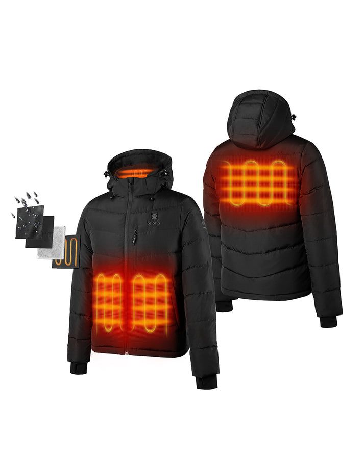 Men Ororo Heated Down Jacket Black | US-560QSNHEM