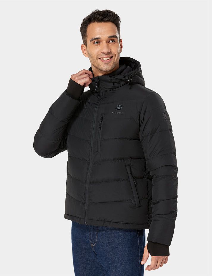 Men Ororo Heated Down Jacket Black | US-560QSNHEM