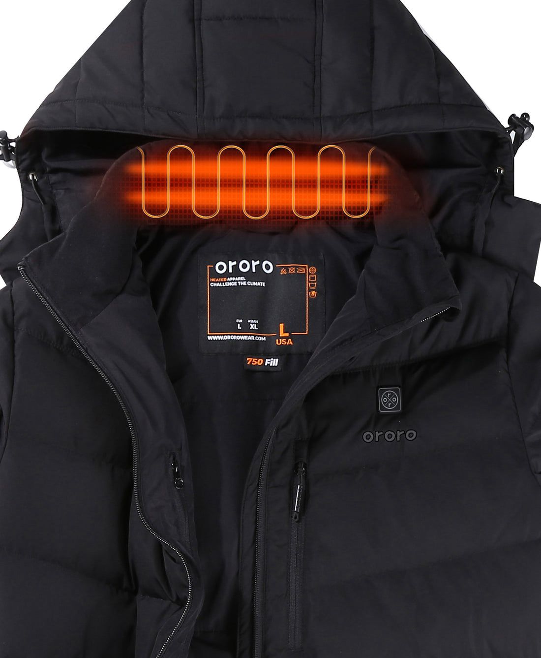 Men Ororo Heated Down Jacket Black | US-560QSNHEM