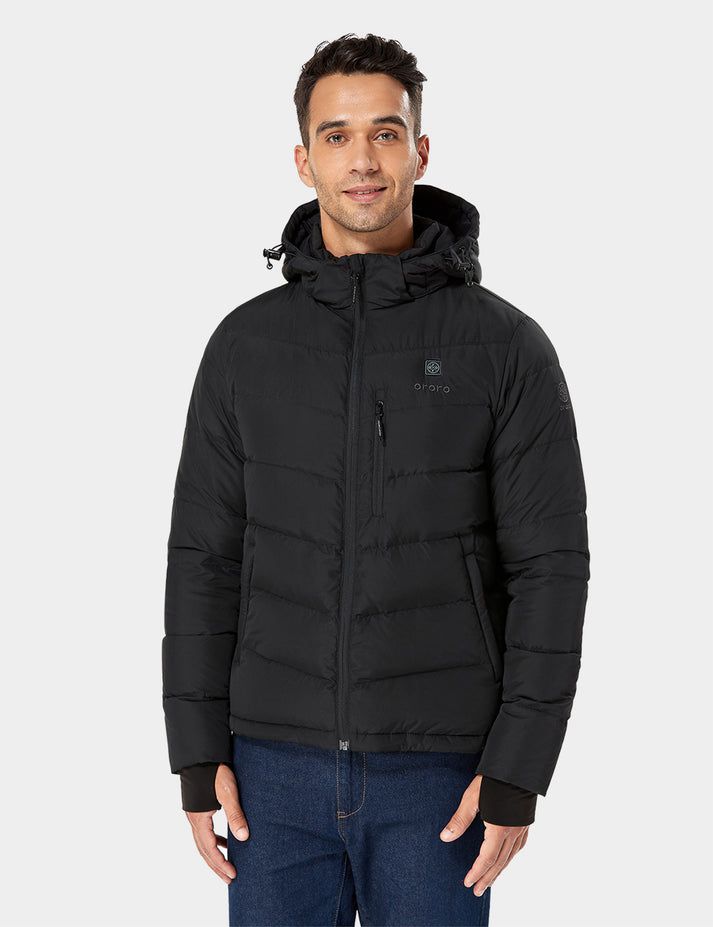 Men Ororo Heated Down Jacket Black | US-560QSNHEM