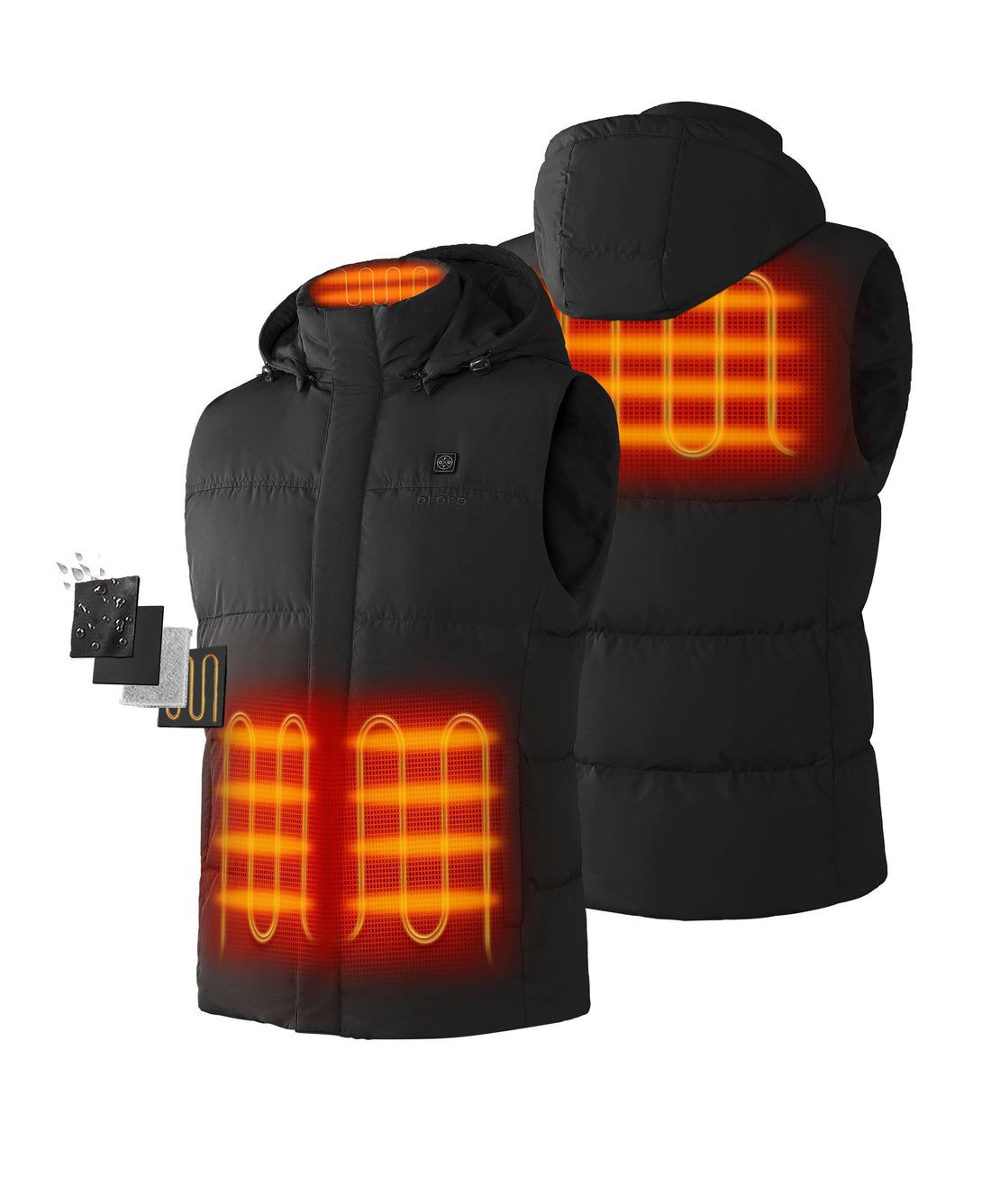 Men Ororo Heated Down Vest Black | US-653HSJLPA