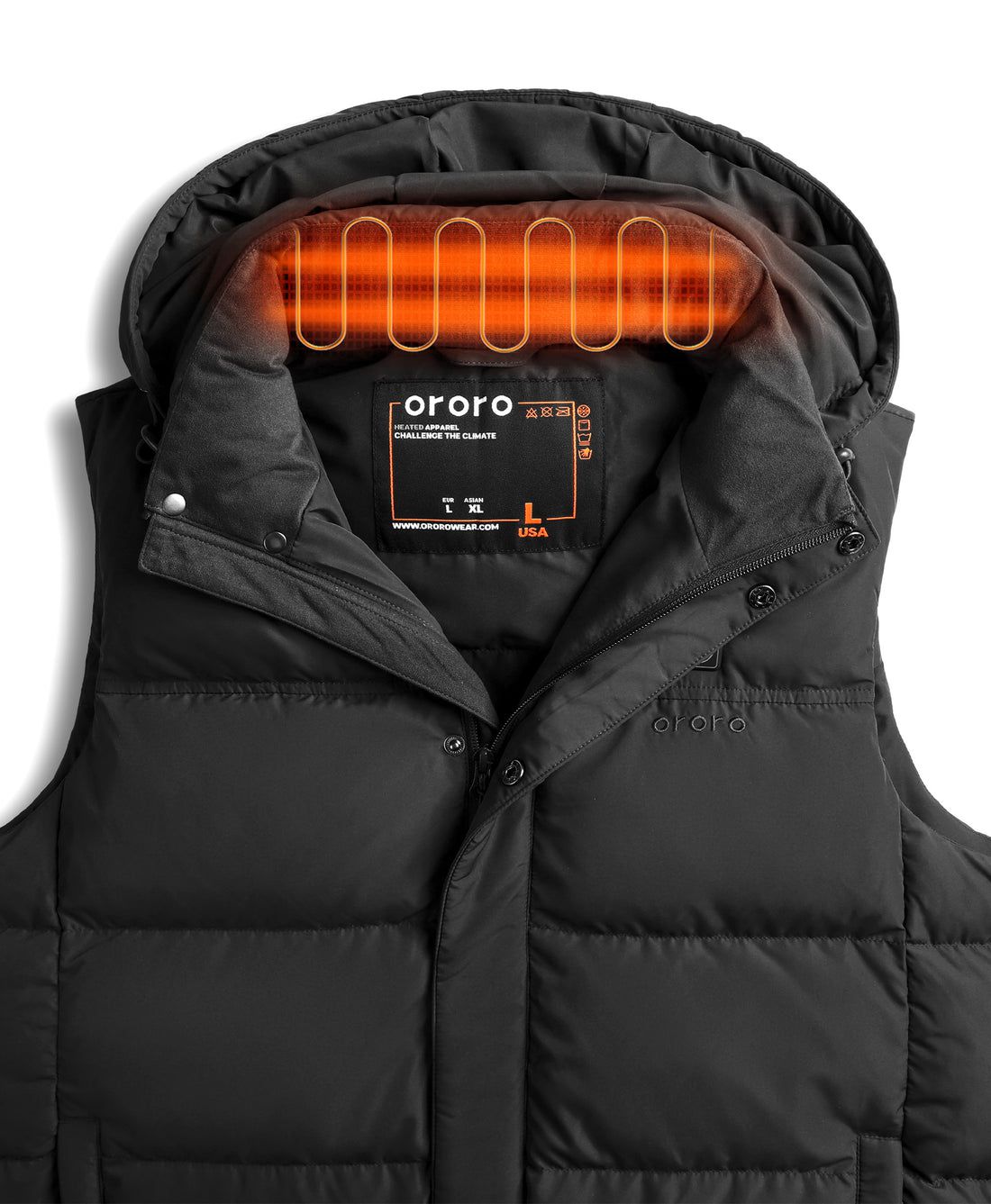 Men Ororo Heated Down Vest Black | US-653HSJLPA