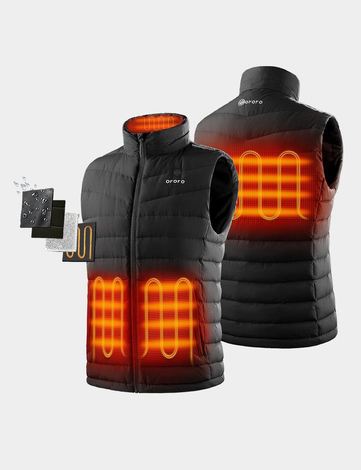 Men Ororo Heated Lightweight Down Vest Black | US-941RETDGX