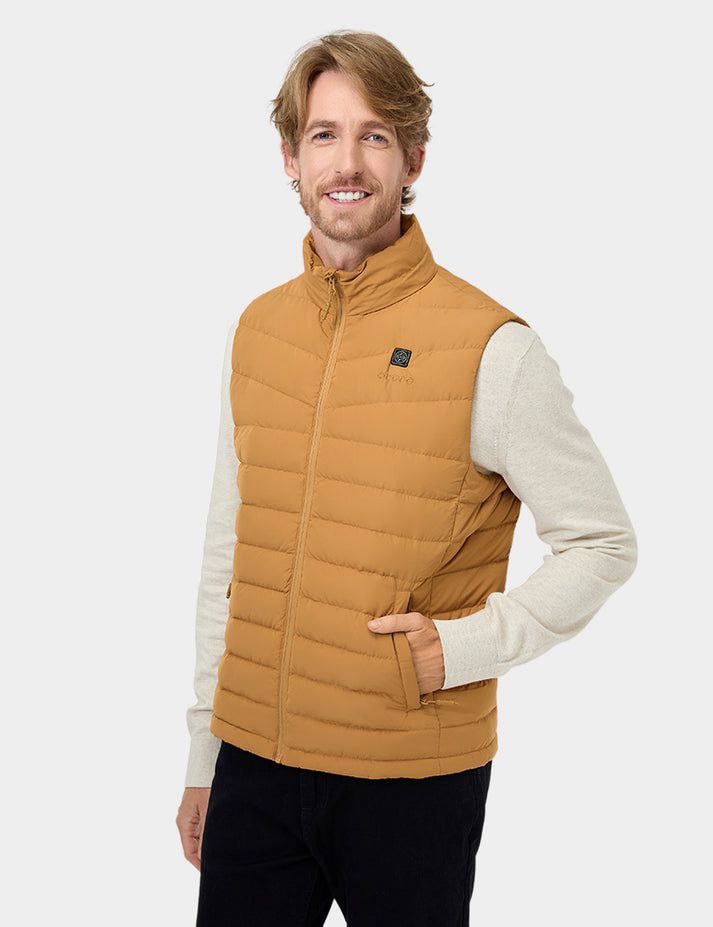 Men Ororo Heated Lightweight Down Vest Dark Khaki | US-816KQOMNH