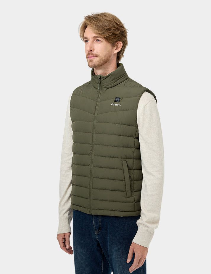 Men Ororo Heated Lightweight Down Vest Dark Green | US-074YVQBEP