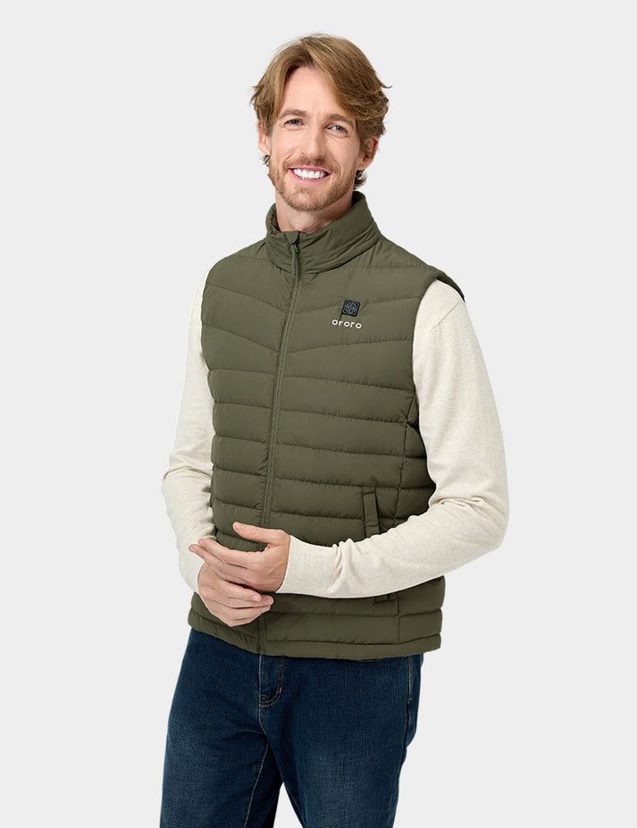 Men Ororo Heated Lightweight Down Vest Dark Green | US-074YVQBEP