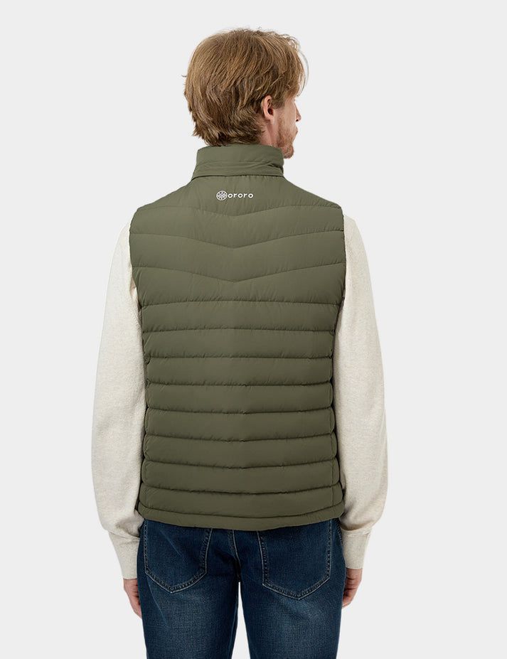 Men Ororo Heated Lightweight Down Vest Dark Green | US-074YVQBEP