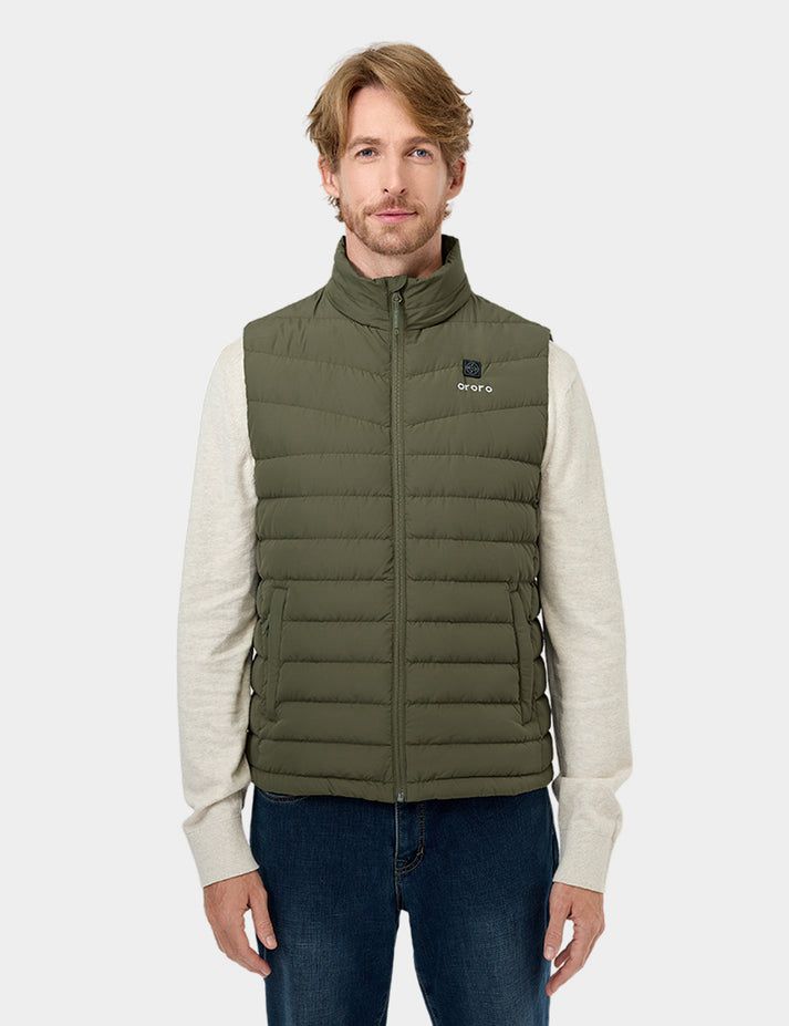 Men Ororo Heated Lightweight Down Vest Dark Green | US-074YVQBEP