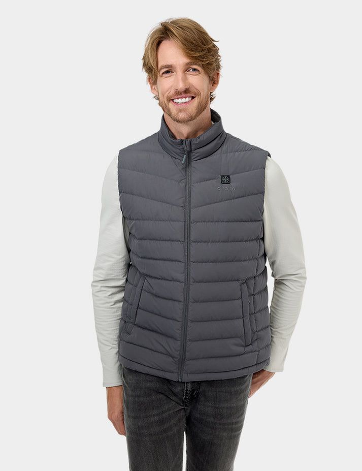 Men Ororo Heated Lightweight Down Vest Dark Grey | US-302IRZPJF