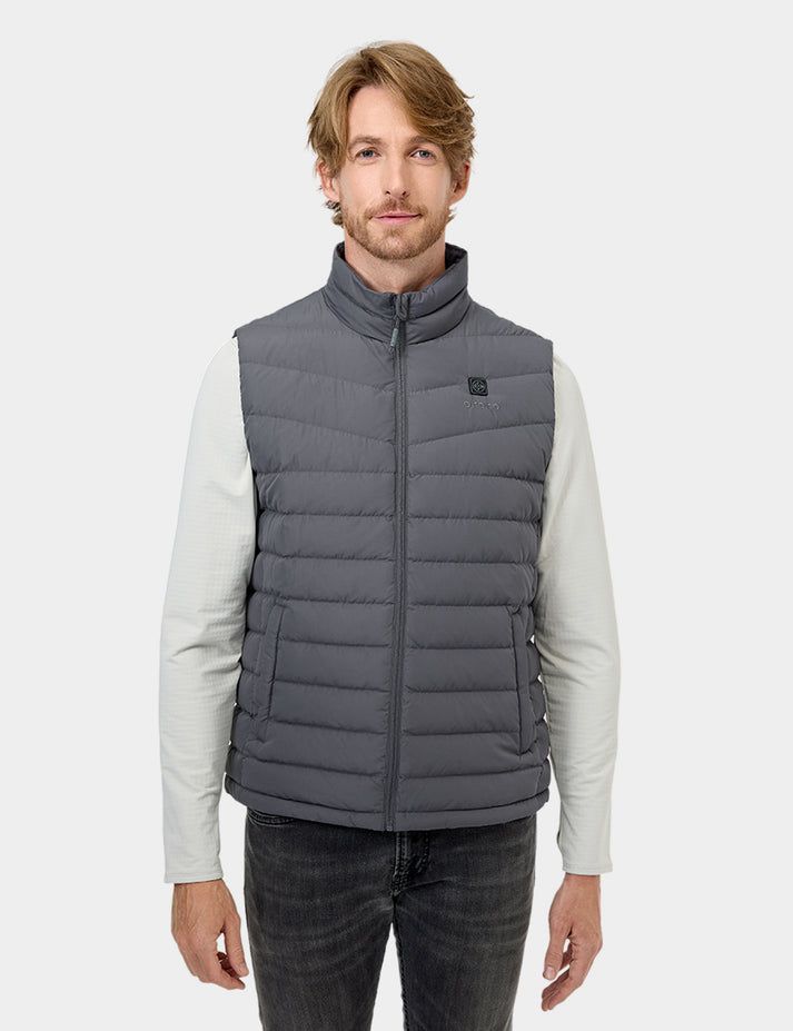 Men Ororo Heated Lightweight Down Vest Dark Grey | US-302IRZPJF