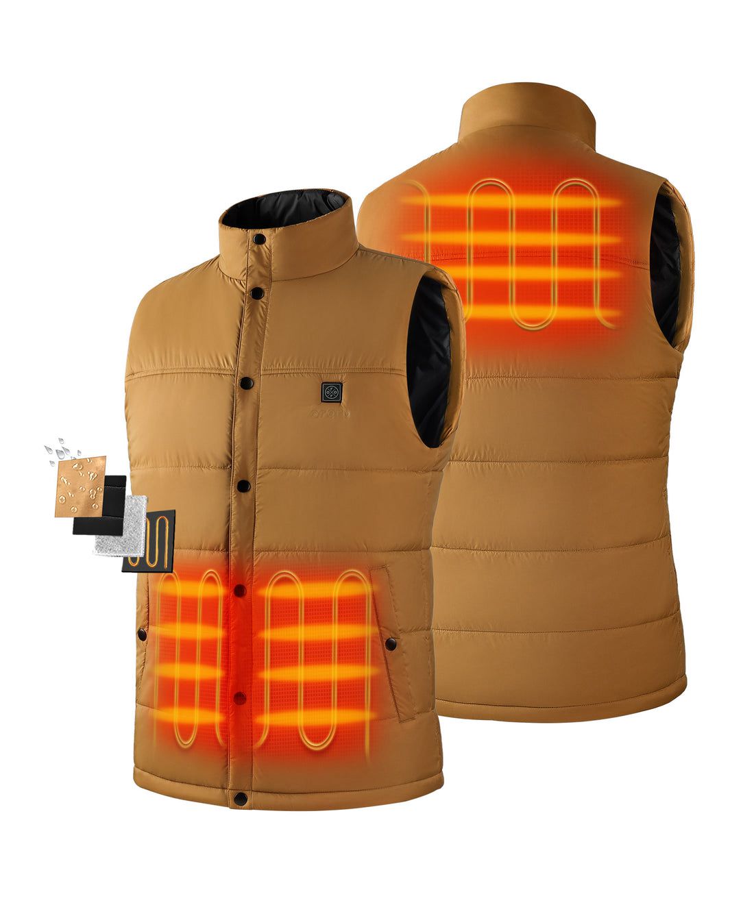 Men Ororo Pufflyte™ Lightweight Heated Vest Dark Khaki | US-391SJUTCG