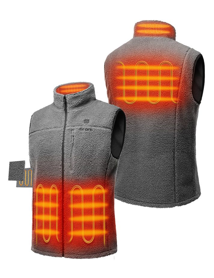 Men Ororo Recycled Fleece Heated Vest Grey | US-231QTIMVJ