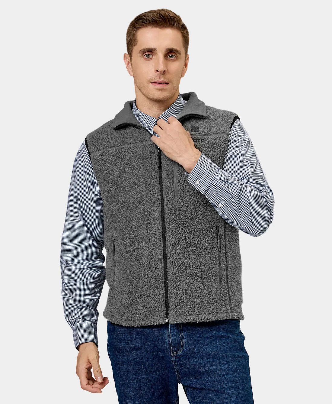 Men Ororo Recycled Fleece Heated Vest Grey | US-231QTIMVJ