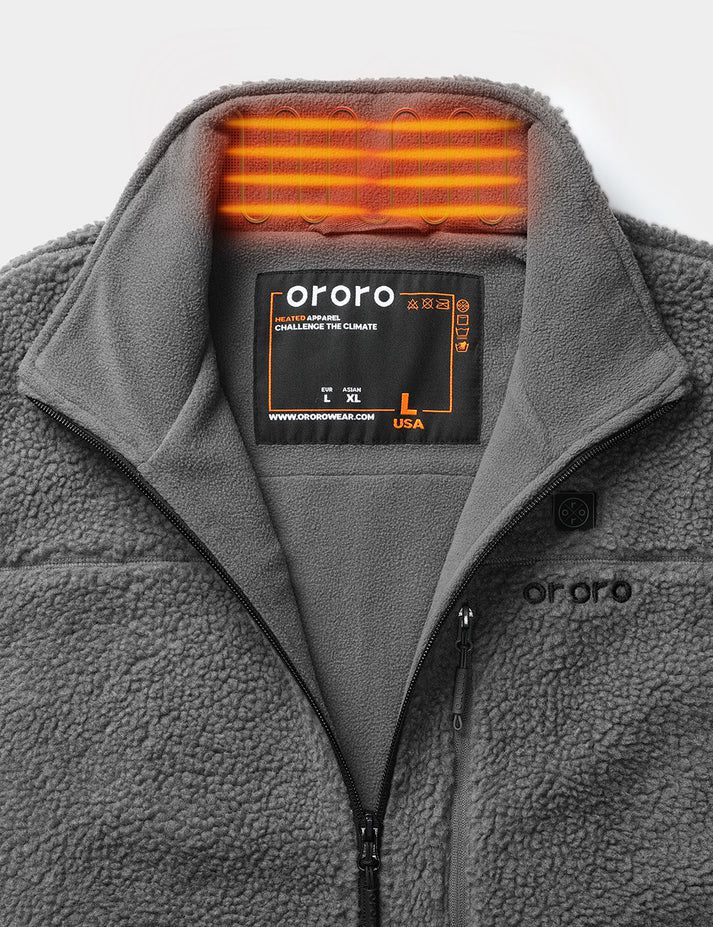 Men Ororo Recycled Fleece Heated Vest Grey | US-231QTIMVJ