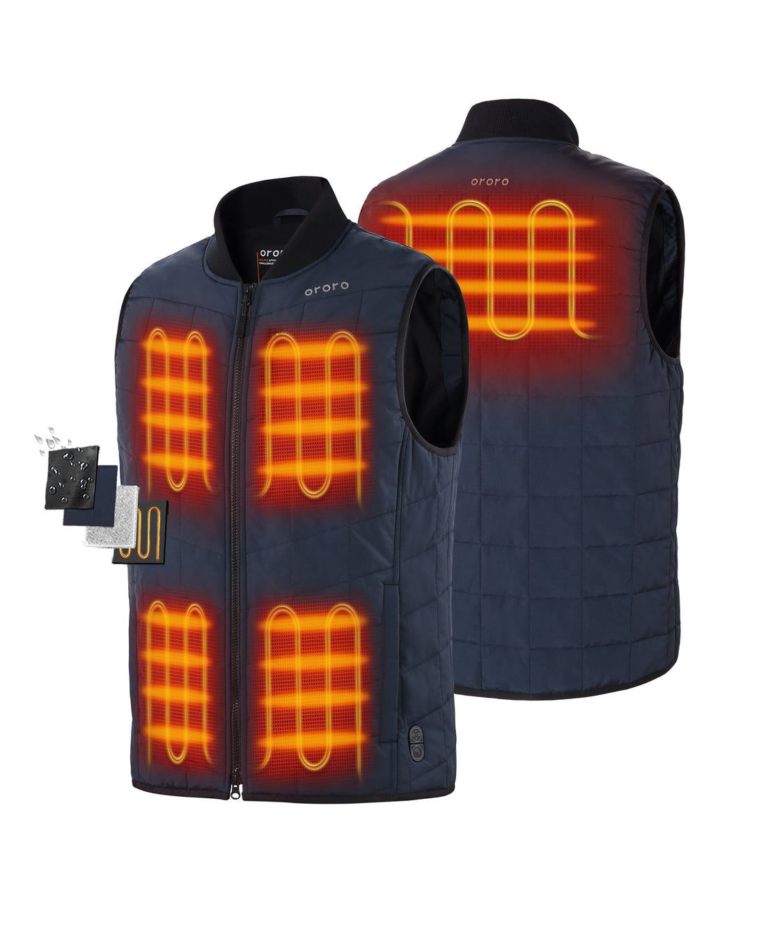 Men Ororo Scranton 5-zone Insulated Bomber Heated Vest Navy | US-236XTEVBS