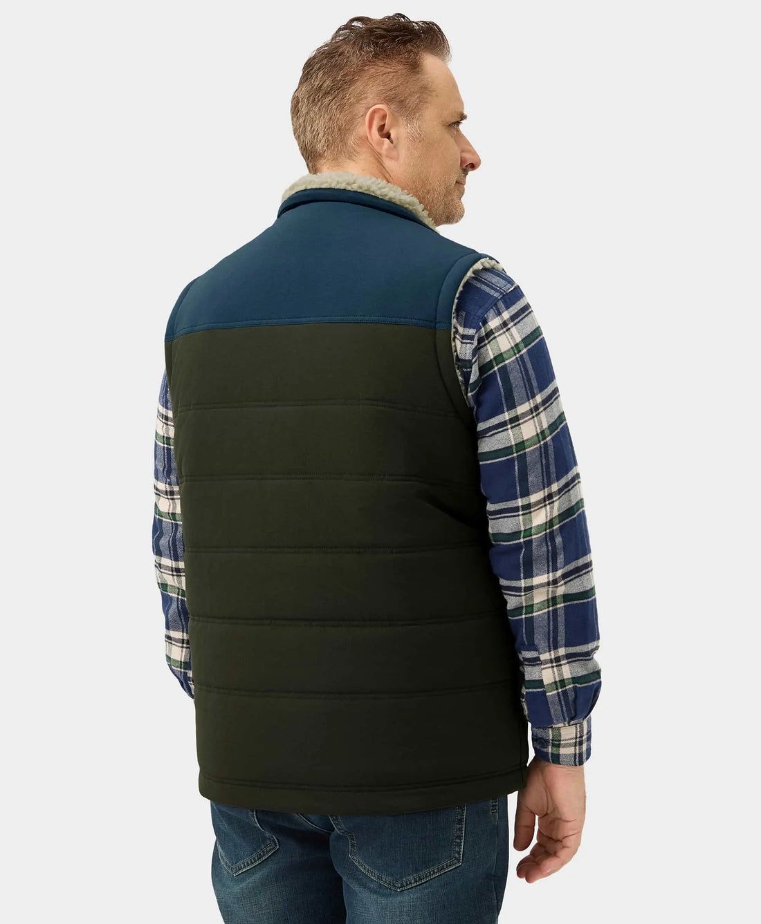 Men Ororo Sierra Sherpa Lined Heated Vest Navy / Olive | US-819DBUHES