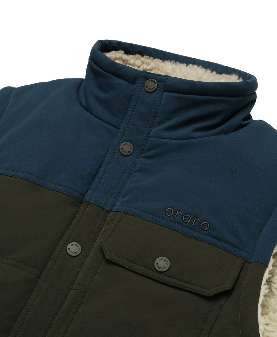 Men Ororo Sierra Sherpa Lined Heated Vest Navy / Olive | US-819DBUHES