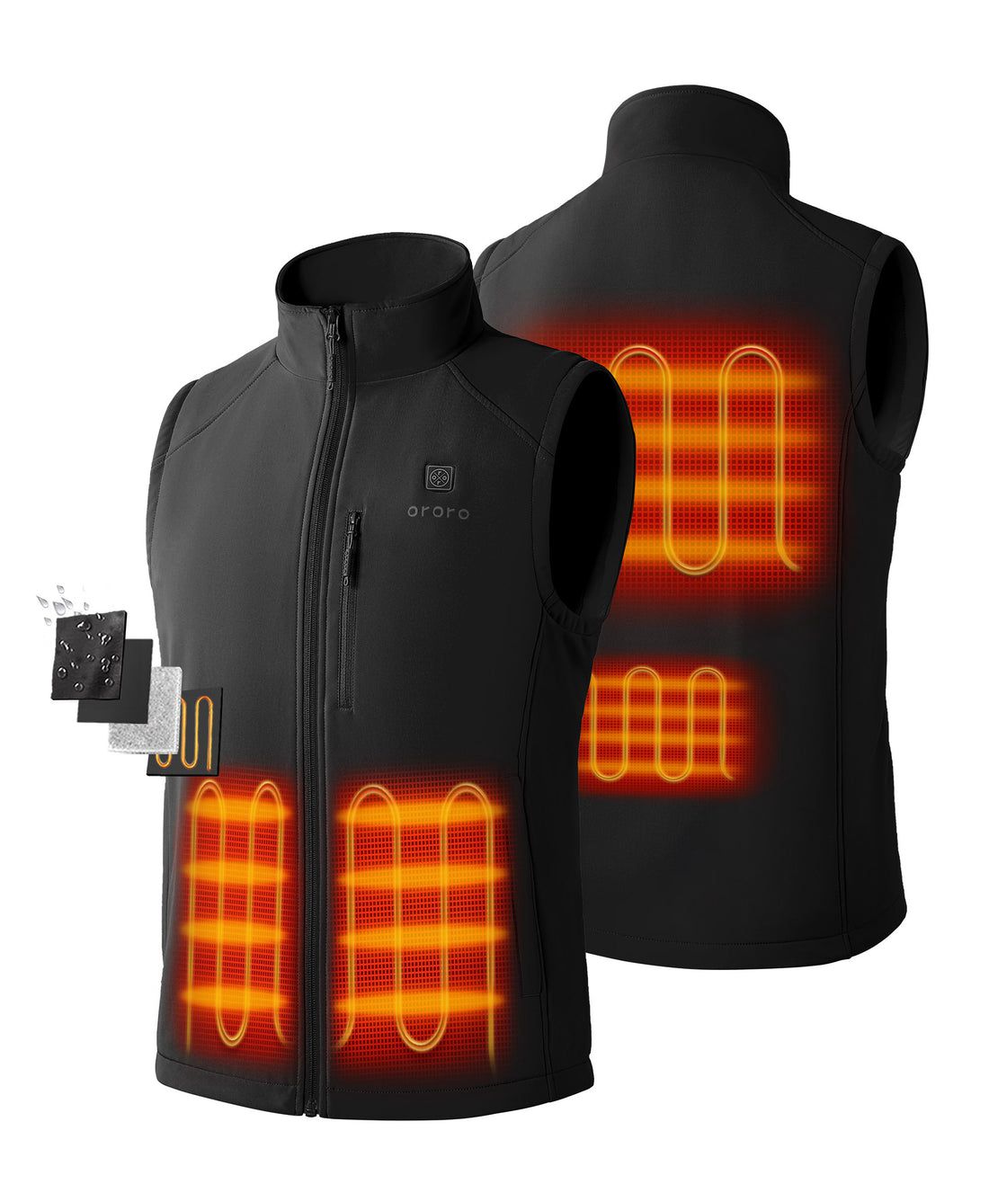 Men Ororo Softshell Heated Vest Black | US-384XGIAQU