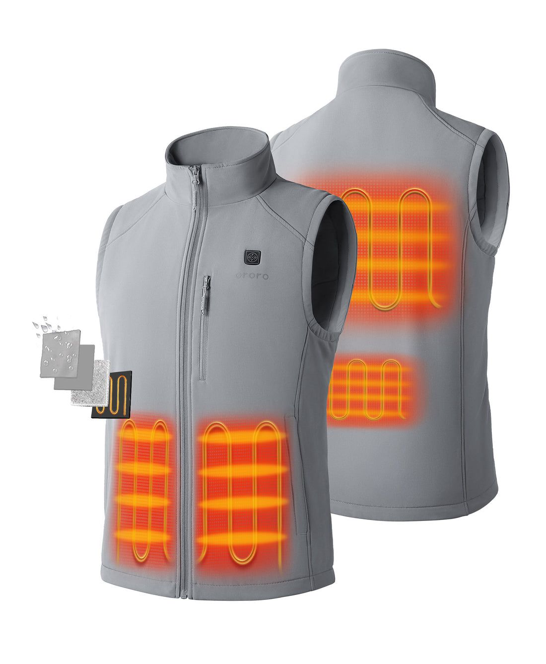 Men Ororo Softshell Heated Vest Grey | US-958OSAZDL