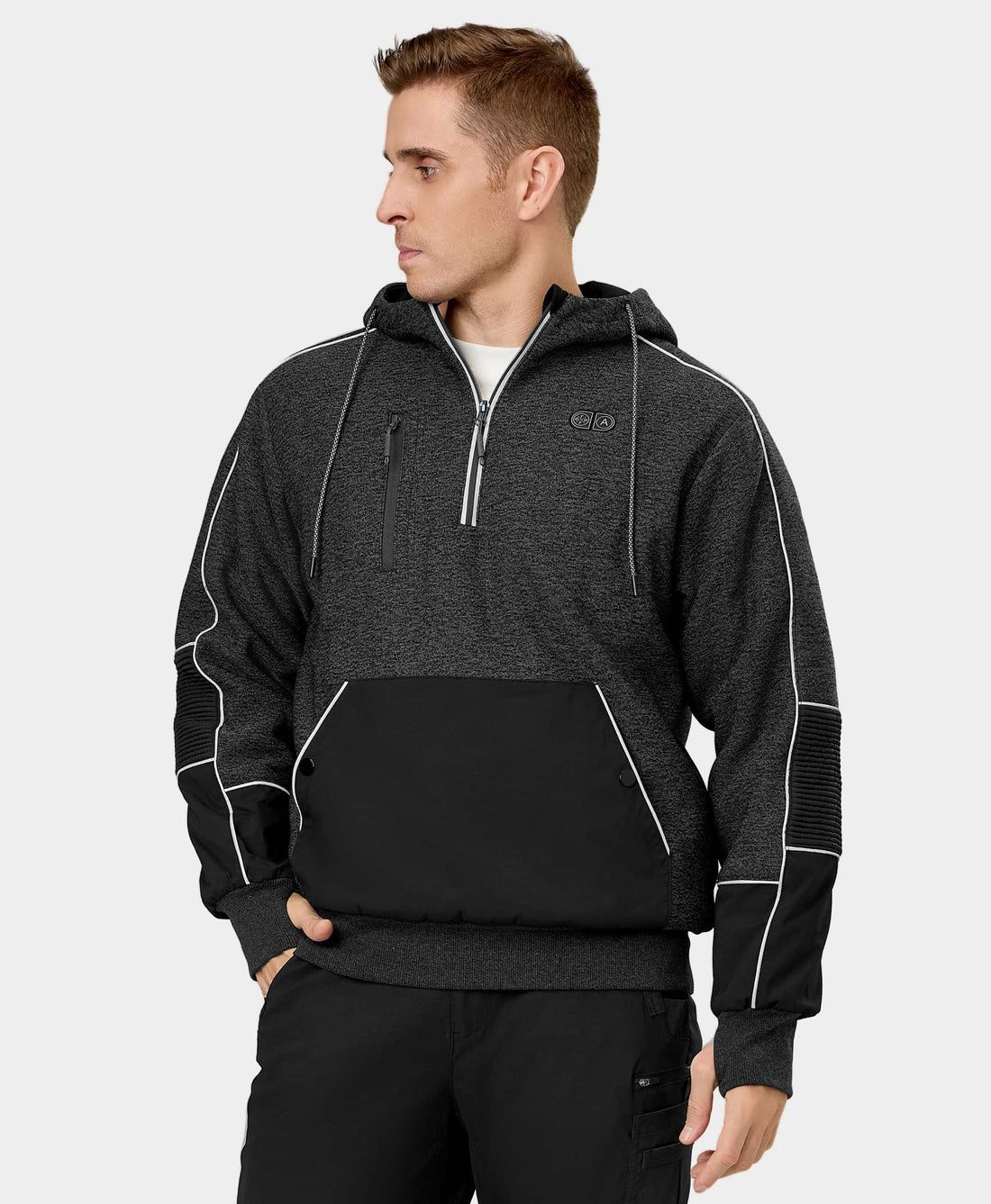 Men Ororo Wayne 5-zone Pullover Heated Hoodie Black | US-157WTGIEQ