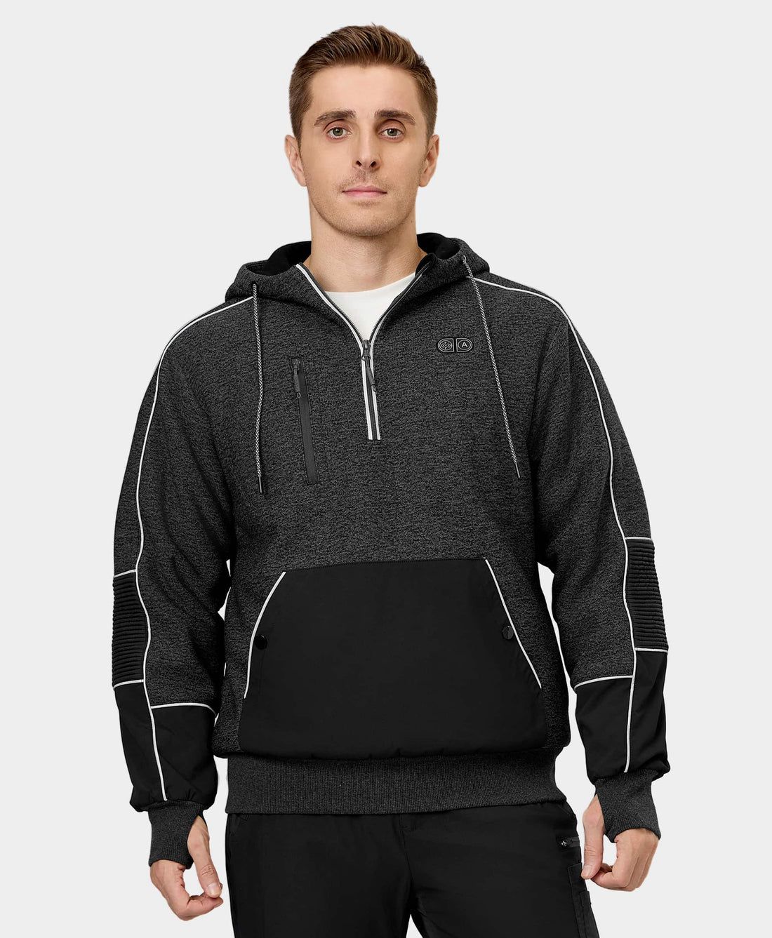 Men Ororo Wayne 5-zone Pullover Heated Hoodie Black | US-157WTGIEQ