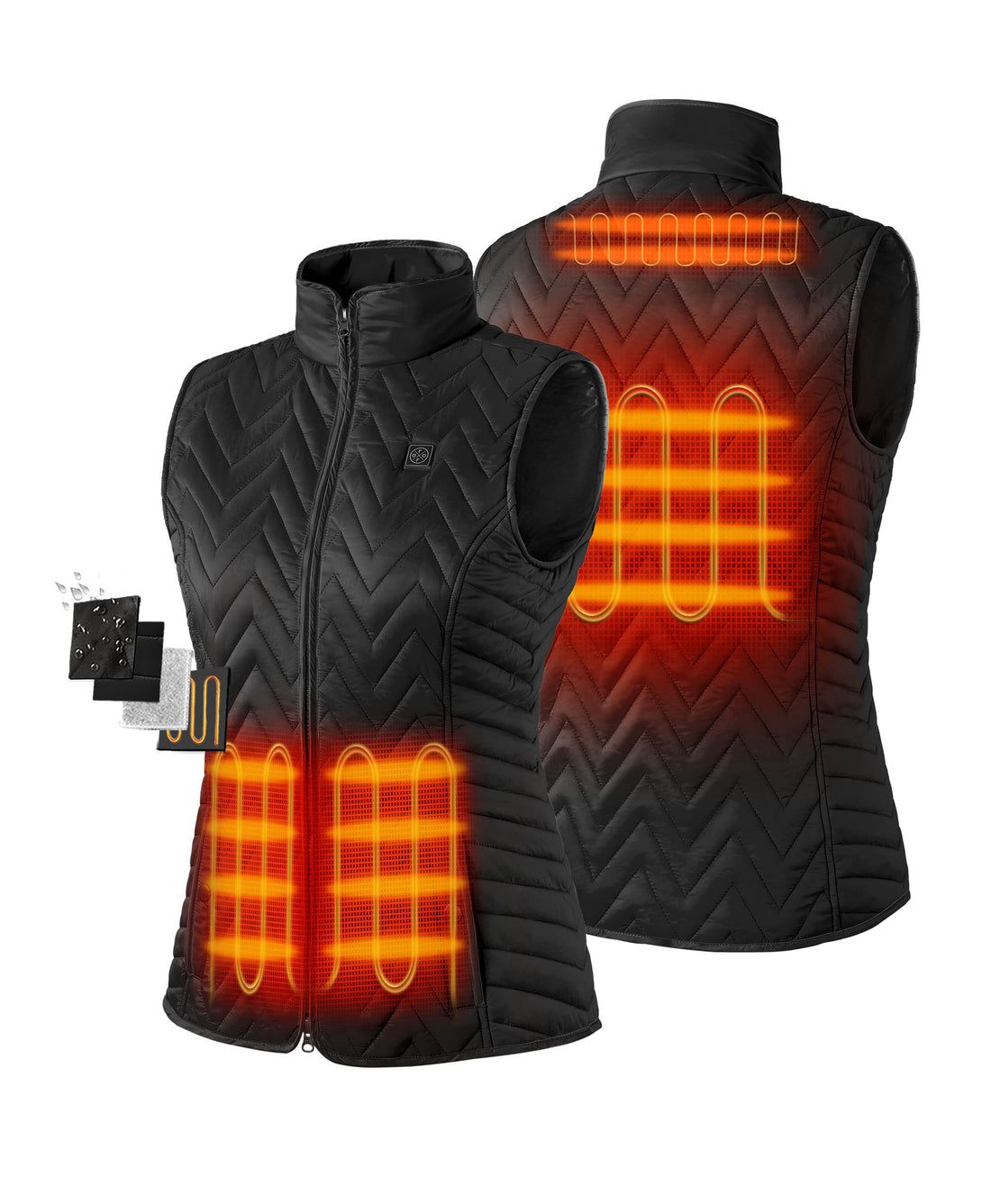 Women Ororo Chevron Quilted Heated Vest Black | US-246OYBPRS